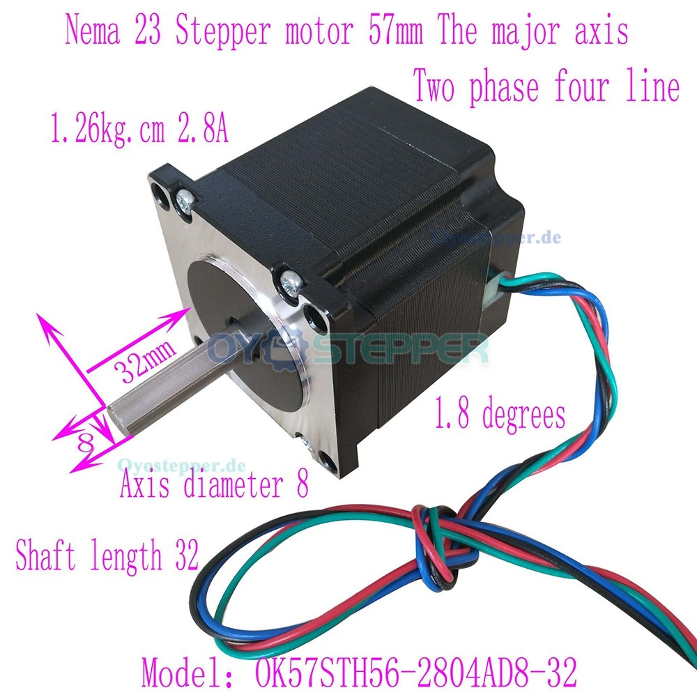 OUKEDA NEMA 23 Schrittmotor, 1,8°, 12,35 Ncm 2-Phasen, 57 × 57 mm, D-Cut Welle